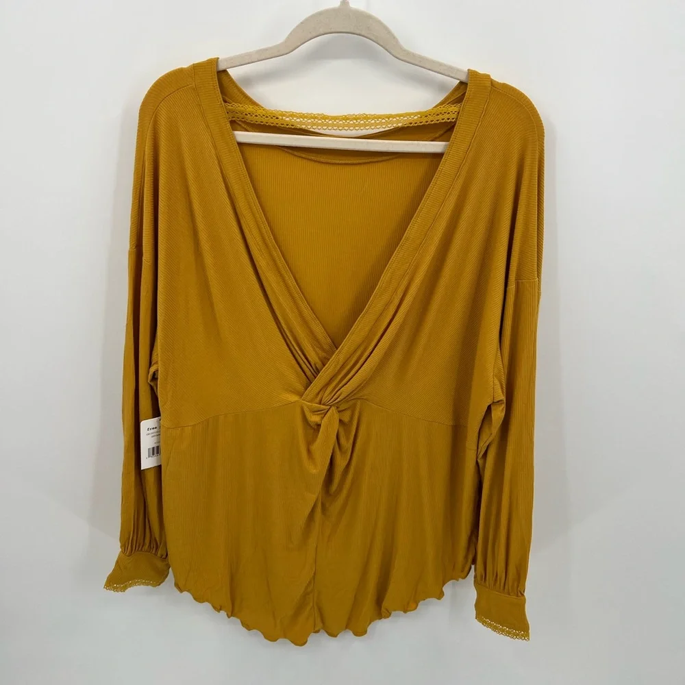 Free people Shimmy Shake yellow open twist back top